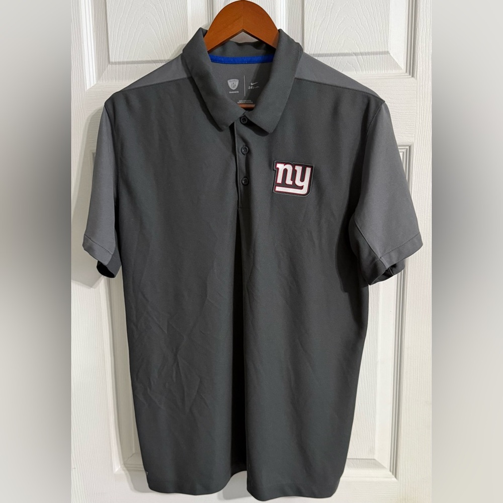 NFL Nike Dry Fit NY Giants Dark Gray Polo Shirt with Red Logo